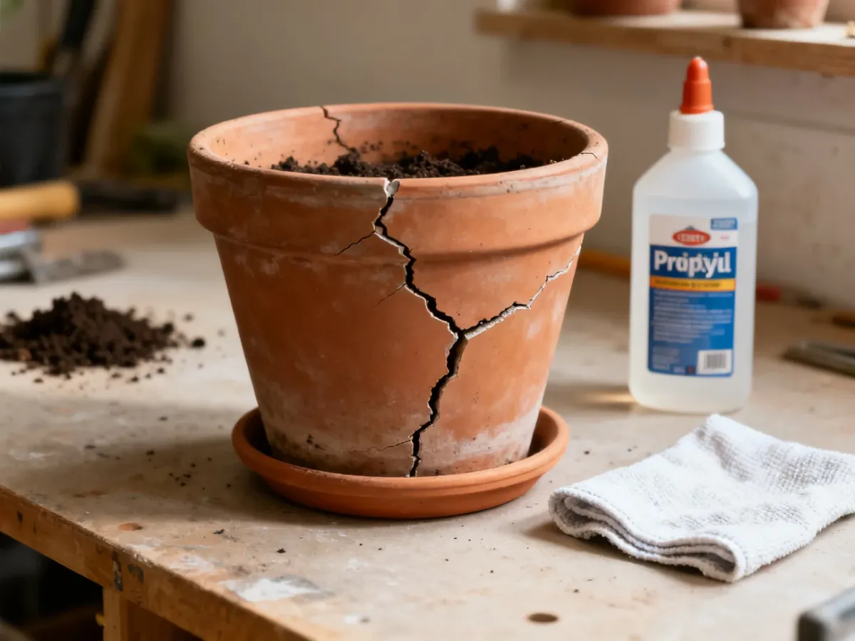 Przygotowanie pękniętej doniczki ceramicznej do naprawy